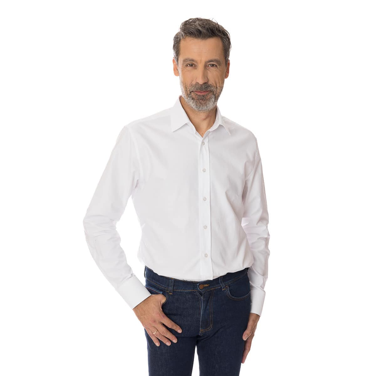 Chemise blanc homme à manche longue et col