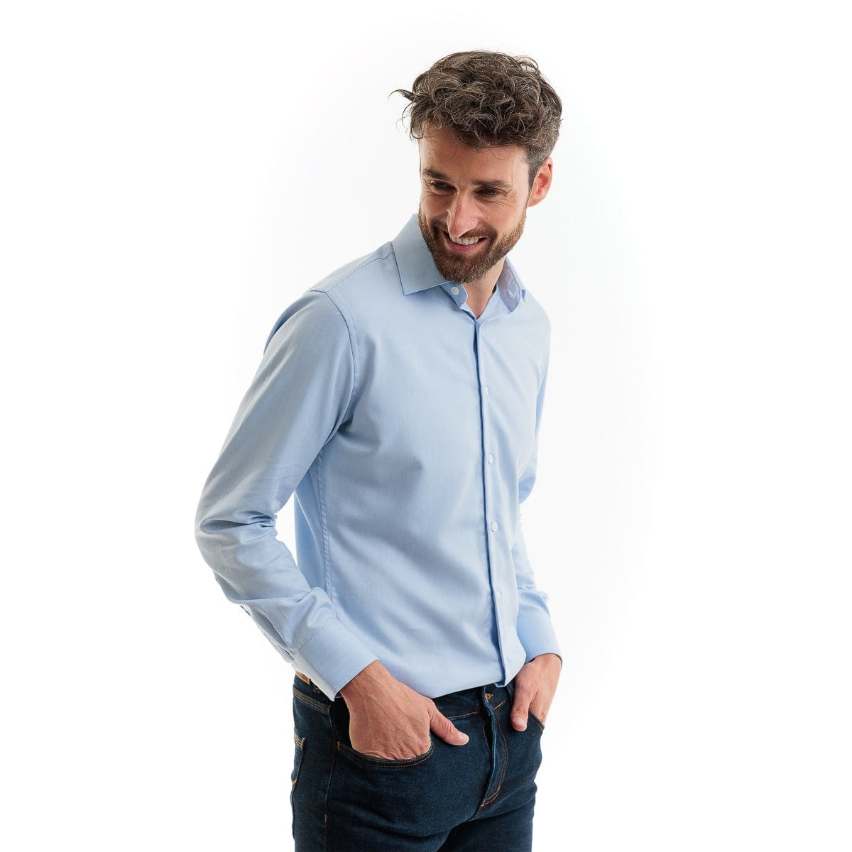 Chemise bleu pour homme à manches longues