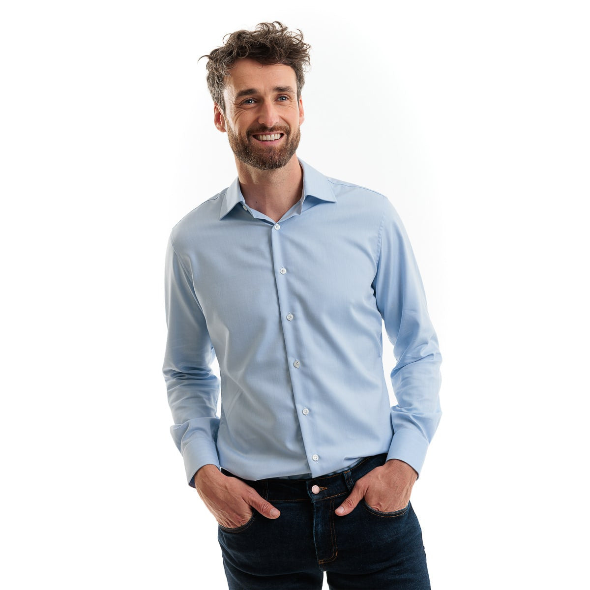 Chemise bleu pour homme à manches longues
