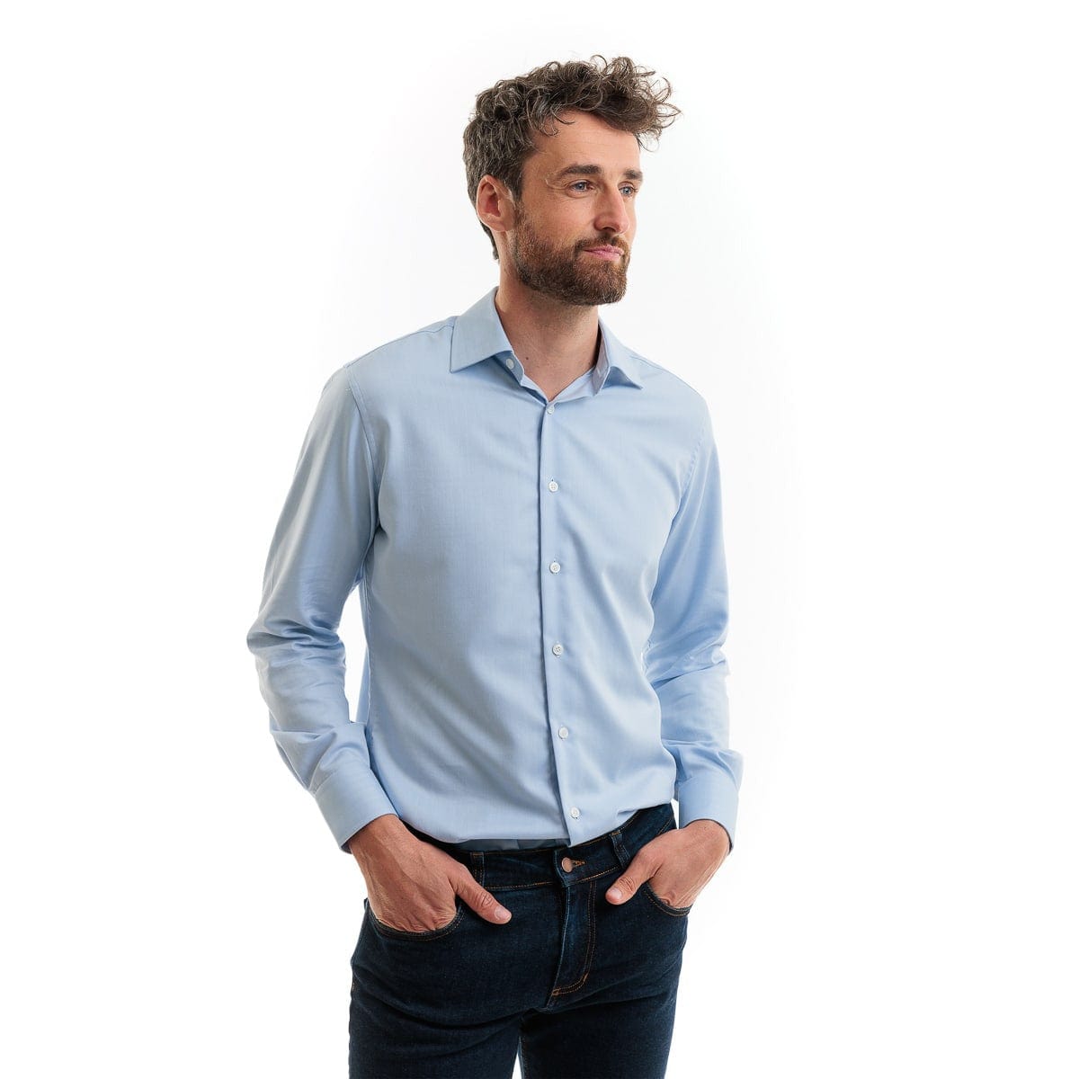 Chemise bleu pour homme à manches longues