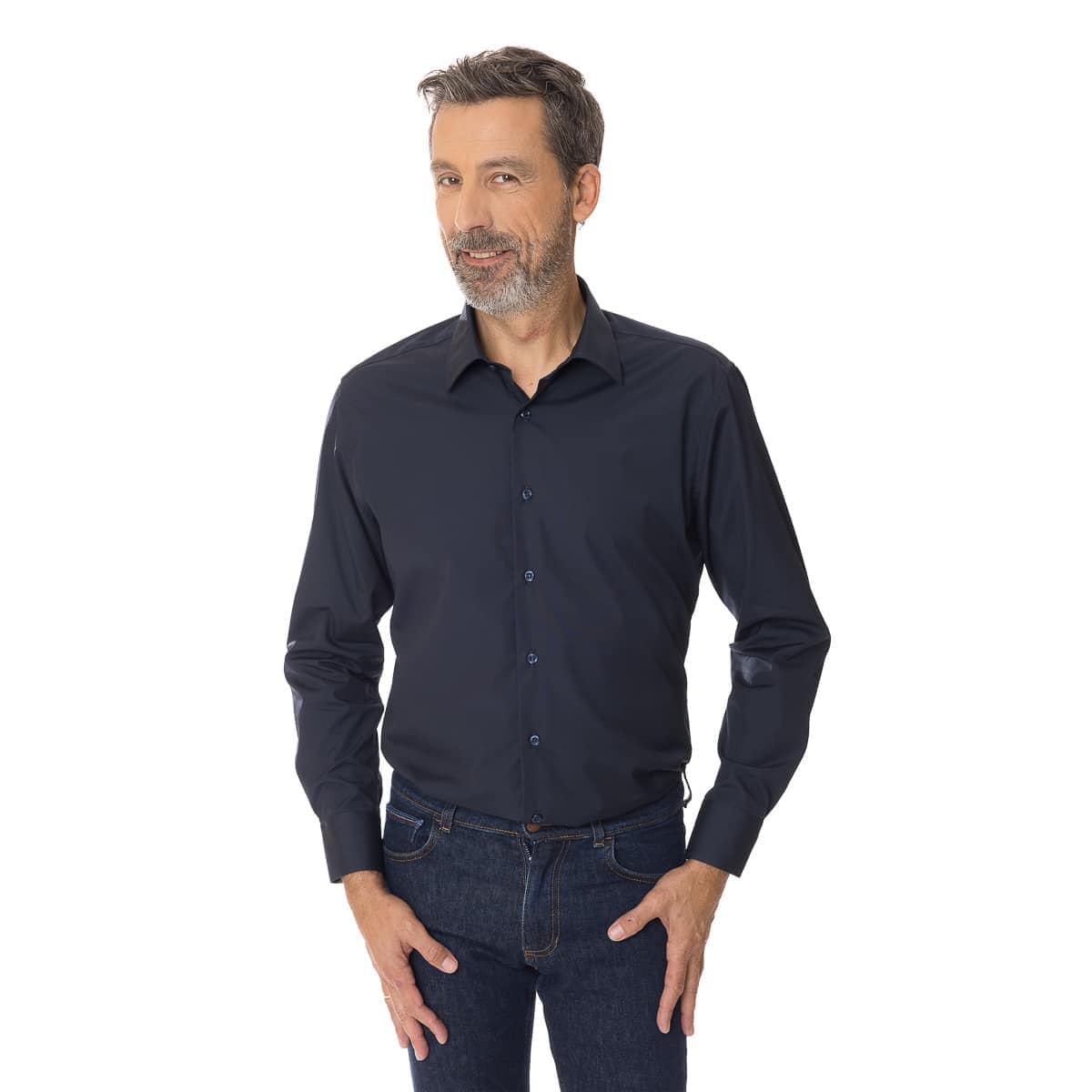 Chemise Bleu marine pour homme manche longue