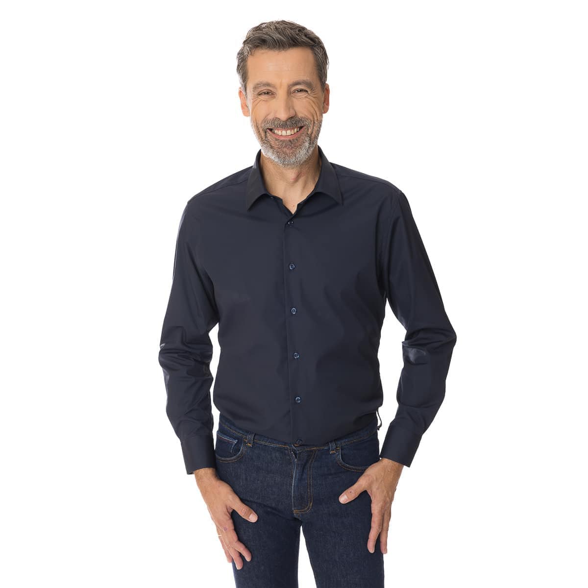 Chemise Bleu marine pour homme manche longue