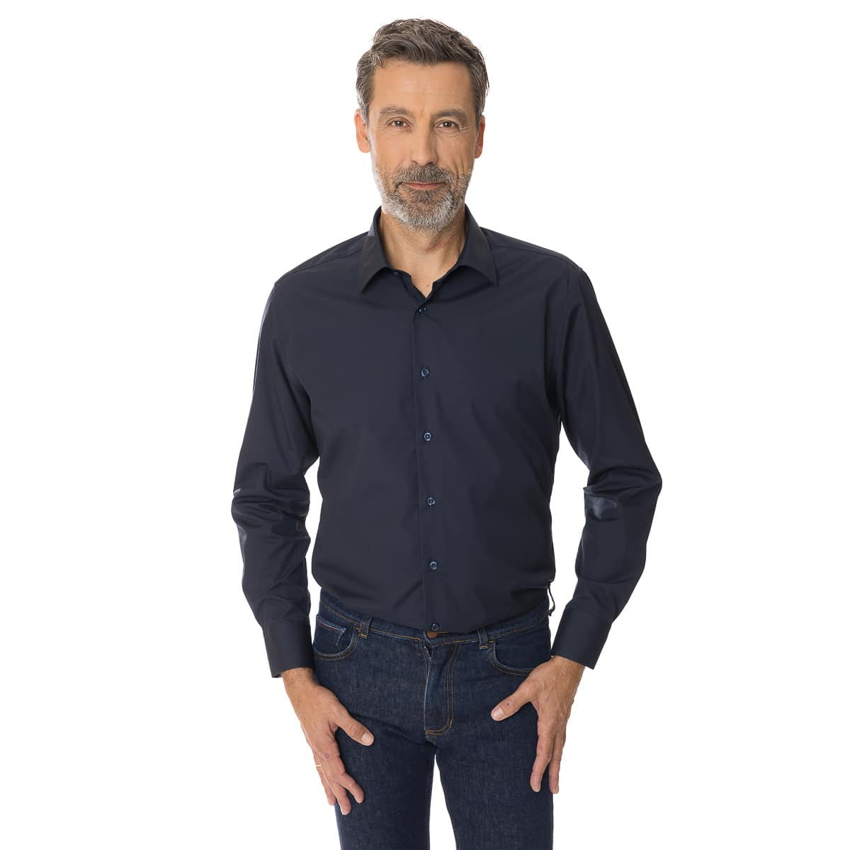 Chemise Bleu marine pour homme manche longue
