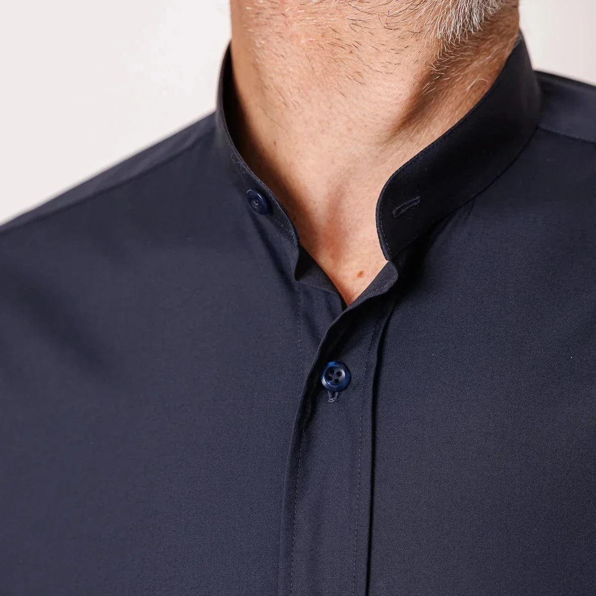 Chemise française Homme | Col Mao | Bleu Marine