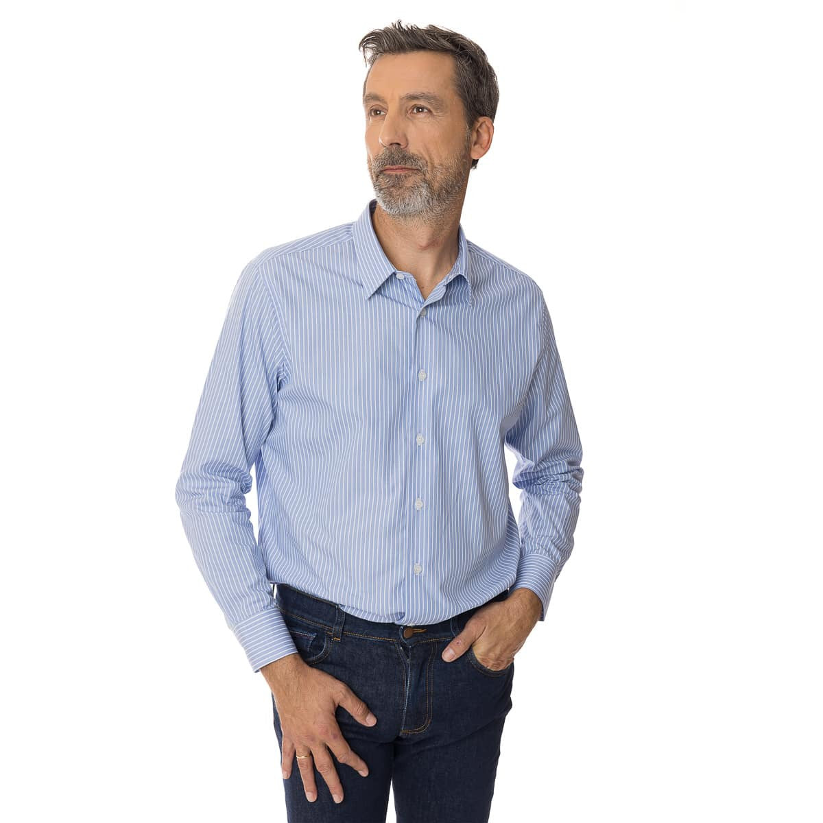 Chemise Rayée pour homme à manche longue