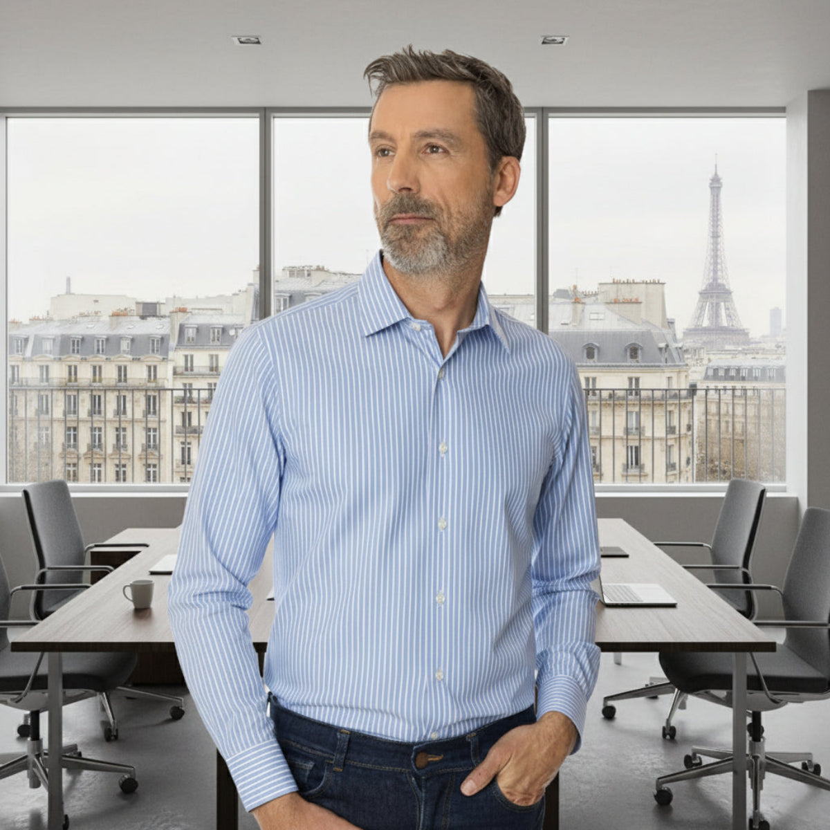 Chemise Rayée pour homme à manche longue