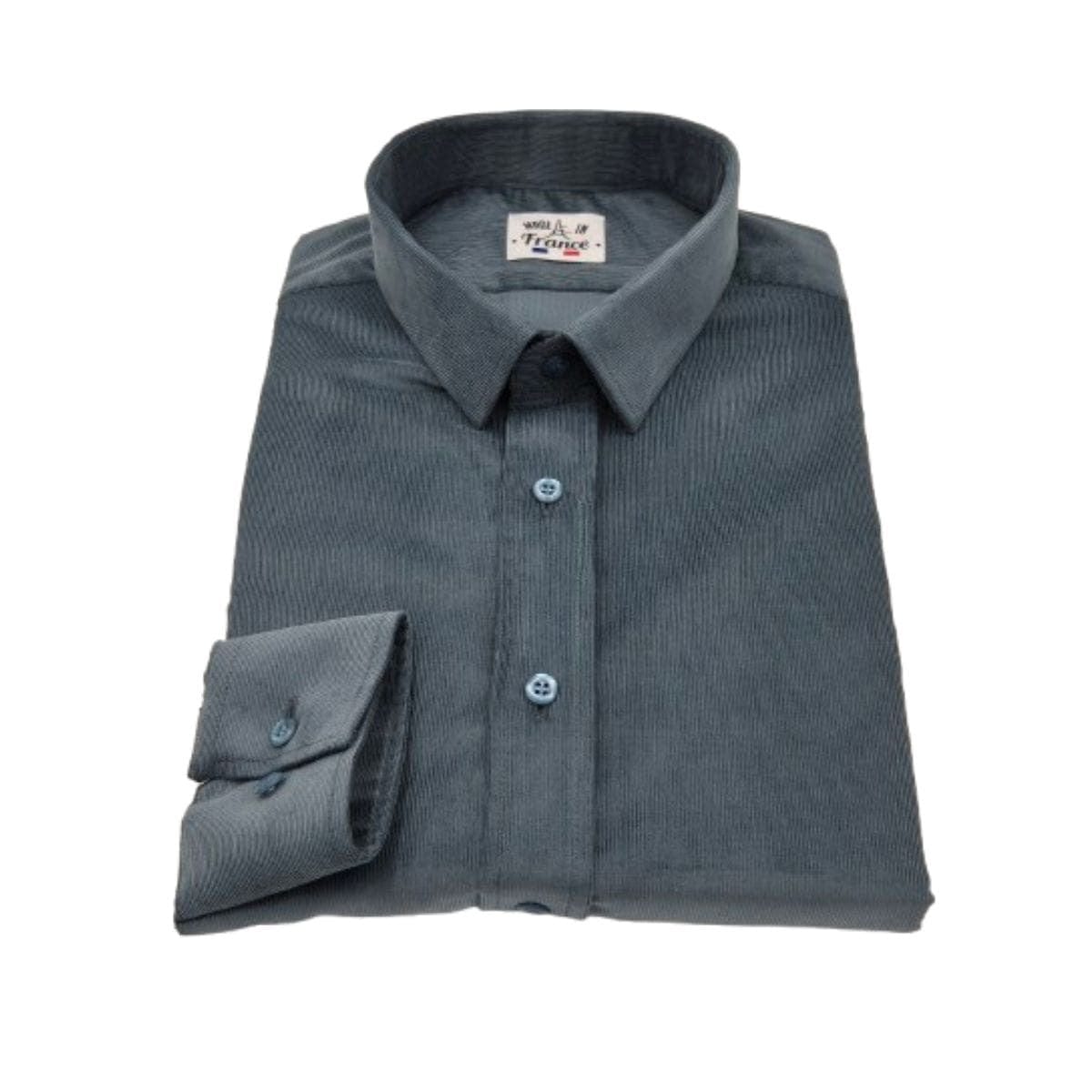 Chemise velours homme bleu à manche longue