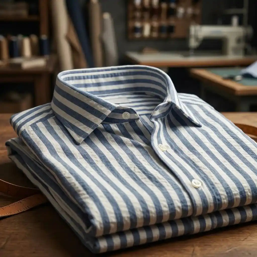 CHEMISE RAYEE HOMME | MARINE - Chemise française