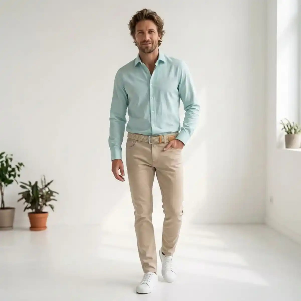 CHEMISE VERT D'EAU HOMME