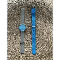 Montre L'imprévu maille bleu turquoise