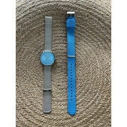 Montre L'imprévu maille bleu turquoise