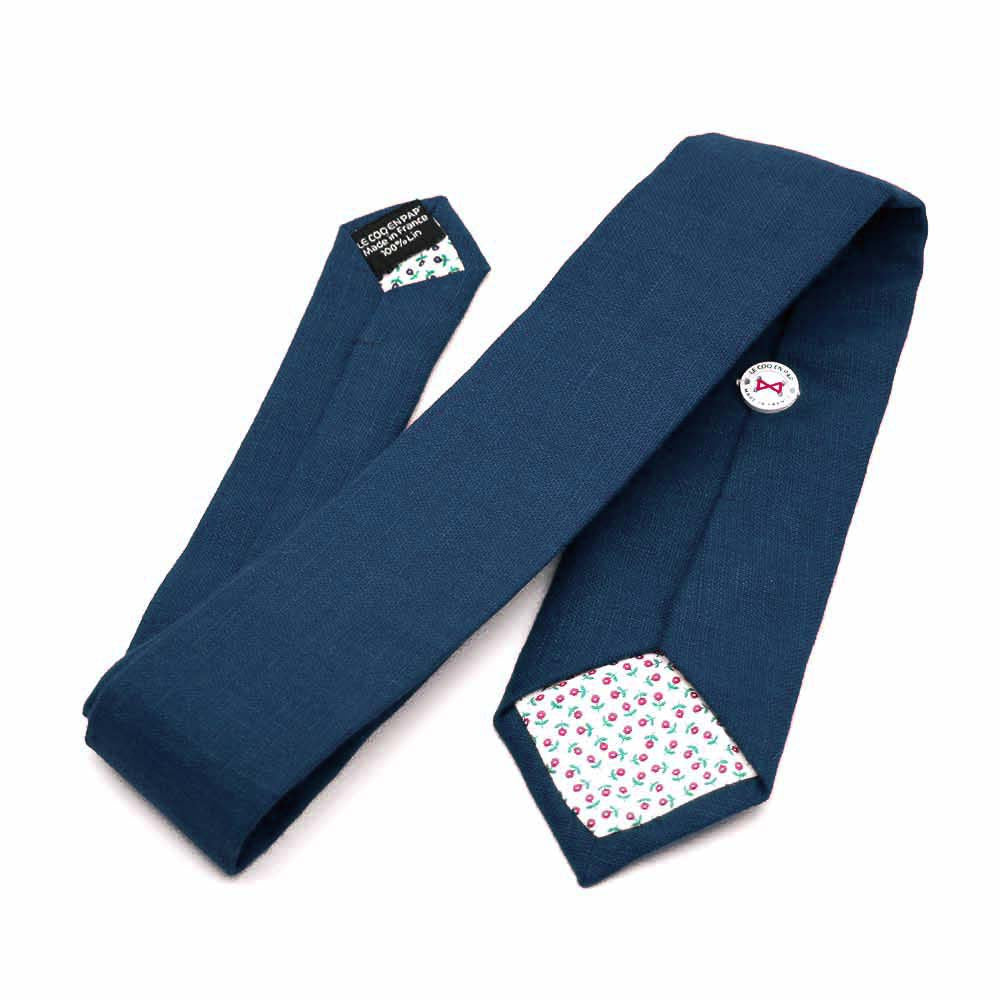 Cravate bleu marine pour homme en lin