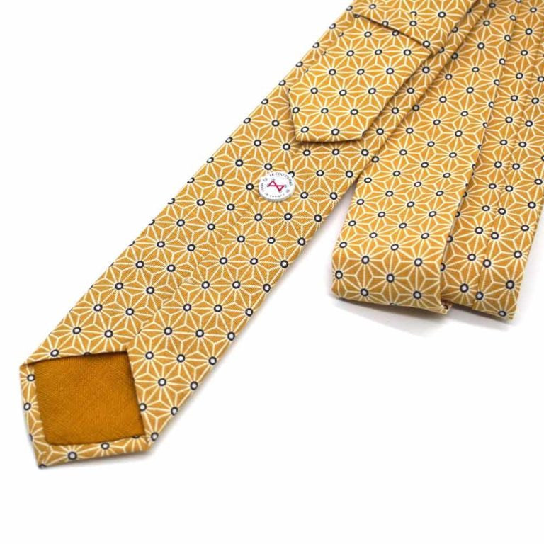 Cravate jaune moutarde japonais saki