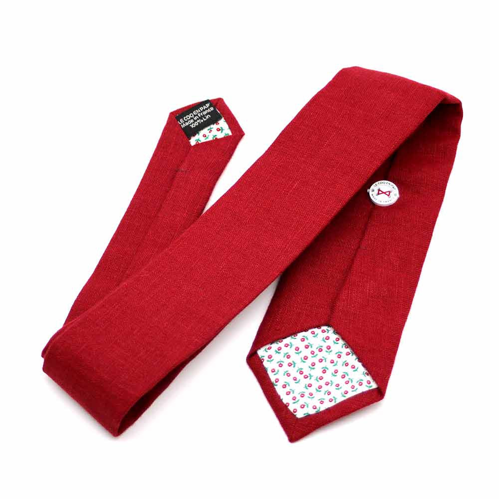 Cravate rouge grenat pour homme en lin