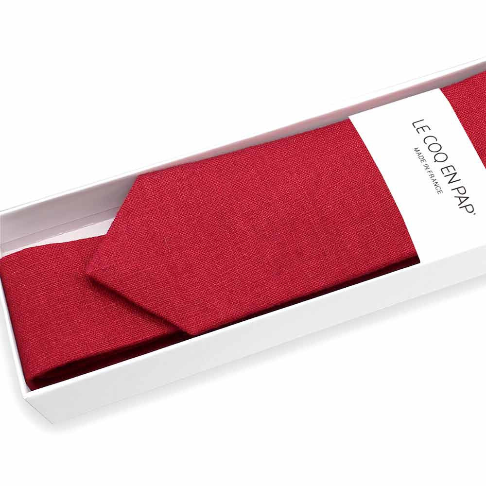 Cravate rouge grenat pour homme en lin