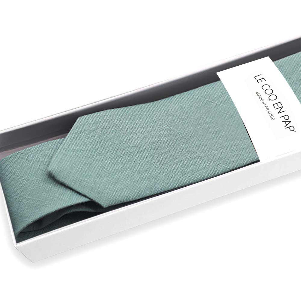 Cravate vert d'eau pour homme en lin