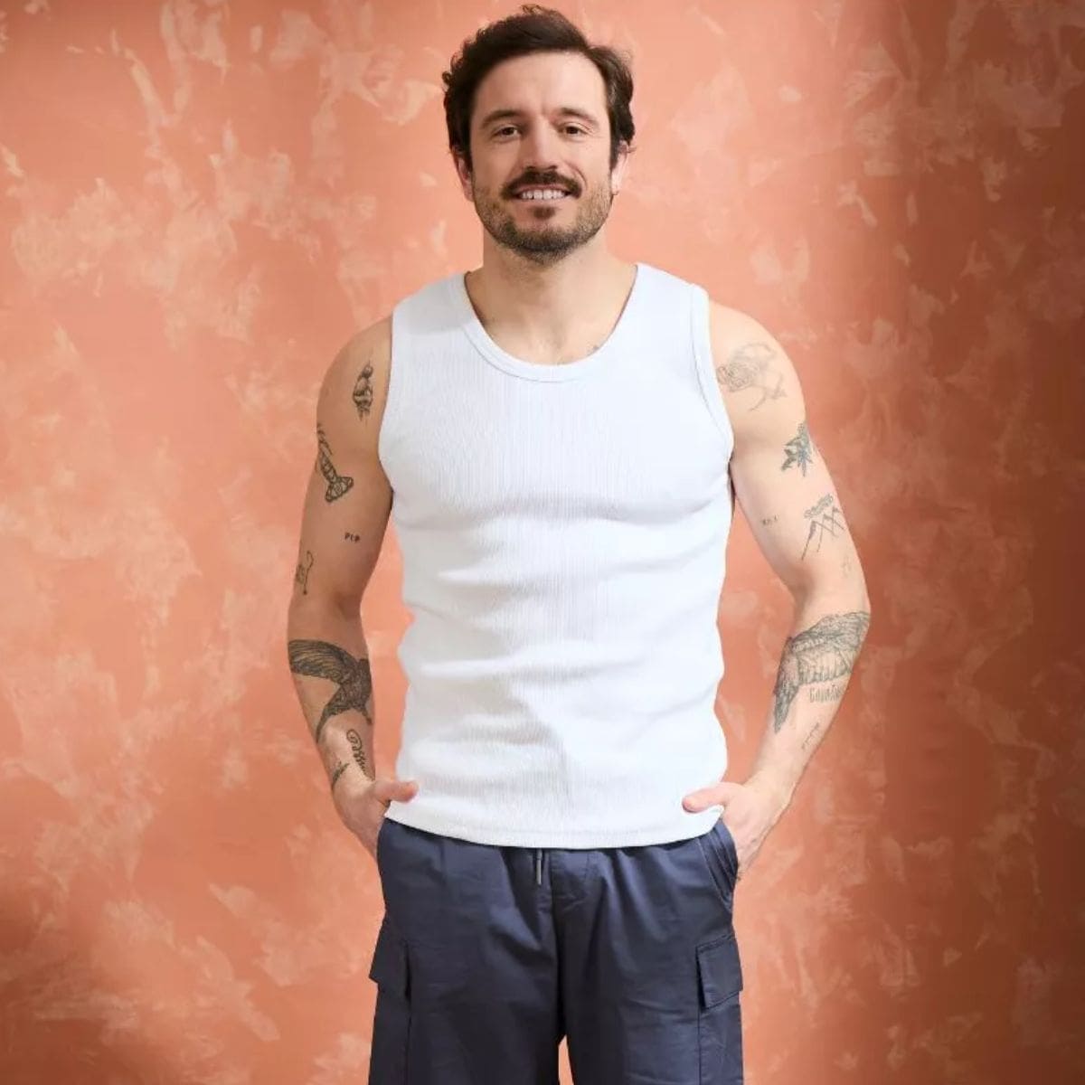 Débardeur Blanc homme côte 2x2