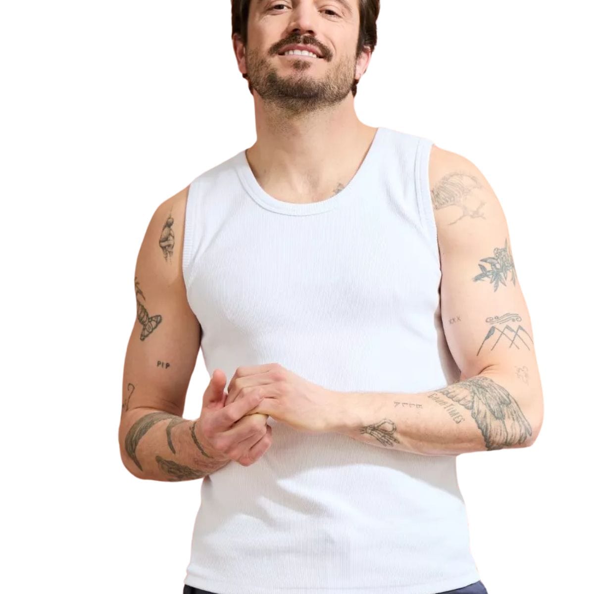 Débardeur Blanc homme côte 2x2