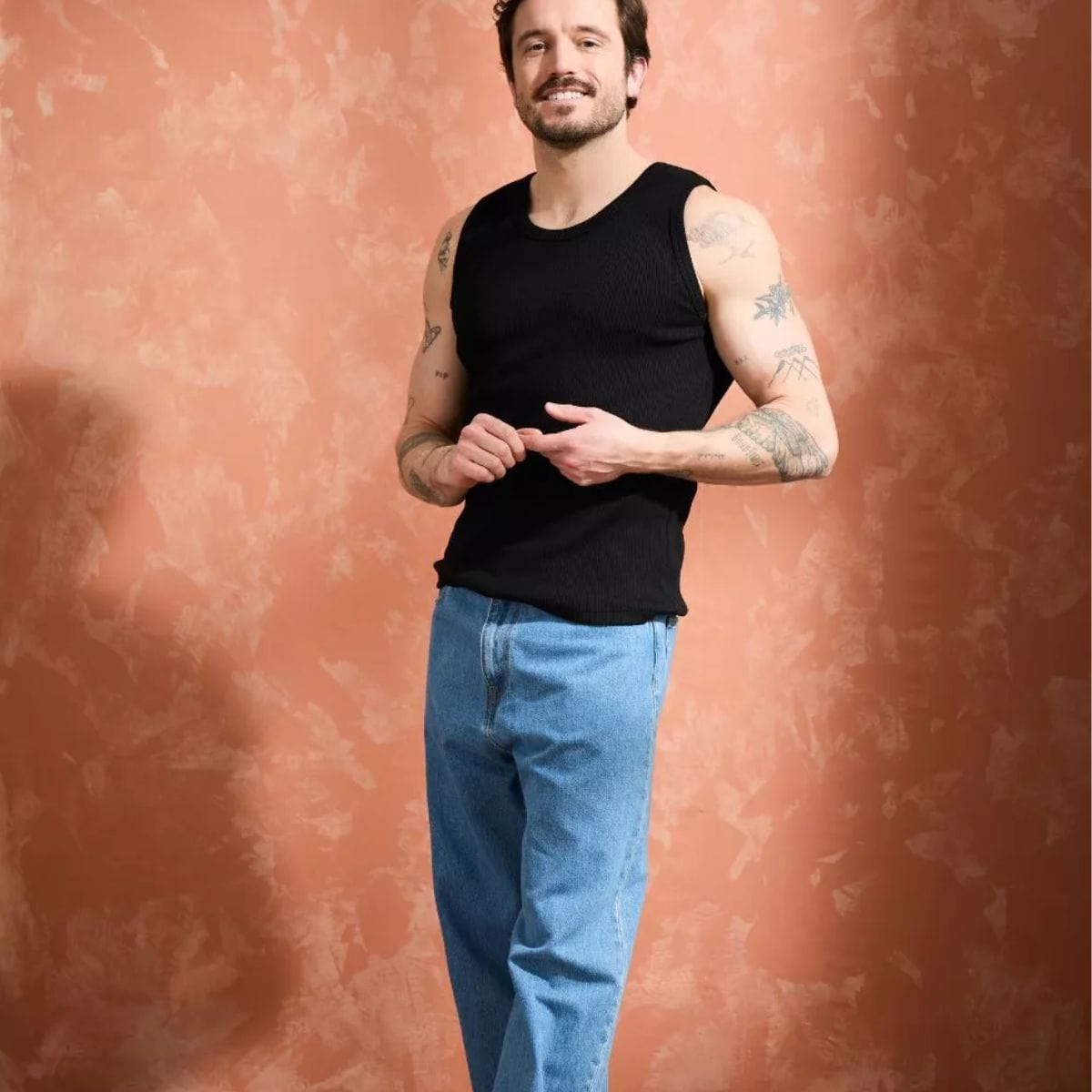 Débardeur homme Noir côte 2x2