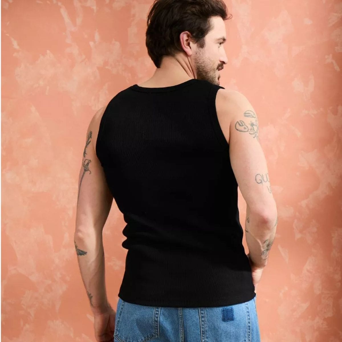 Débardeur homme Noir côte 2x2