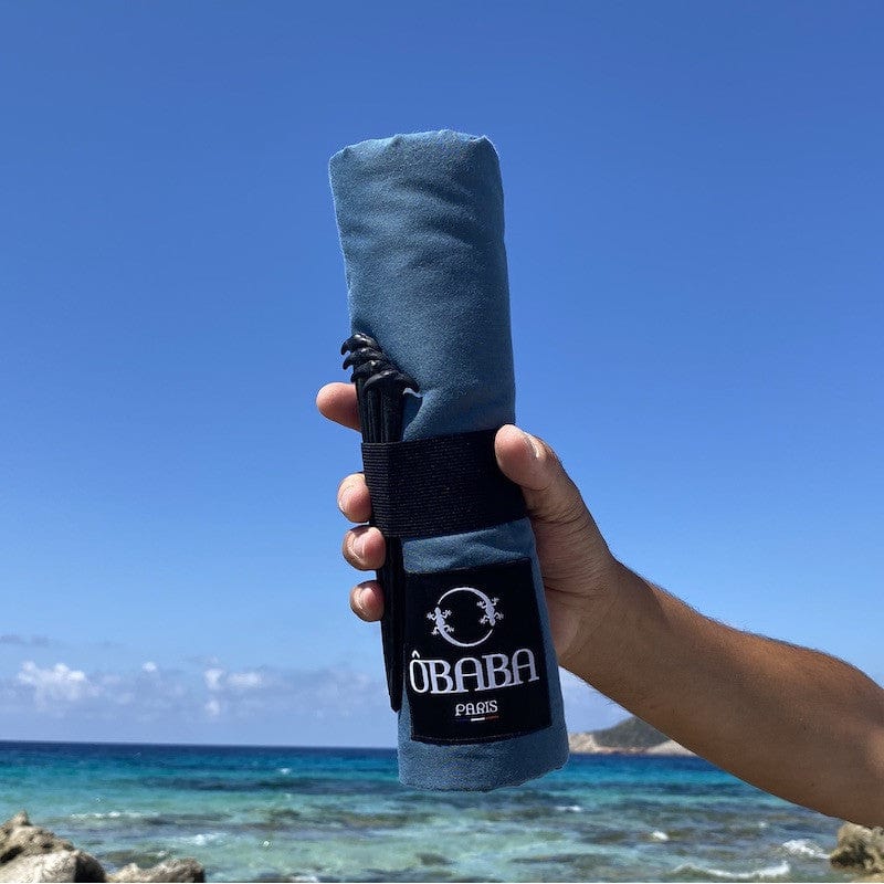 Drap de plage FAMILLE Bleu pétrole 230x215
