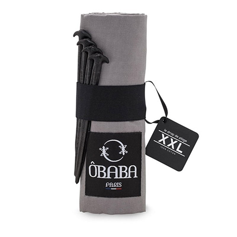 Drap de plage XXL 160x215 - gris