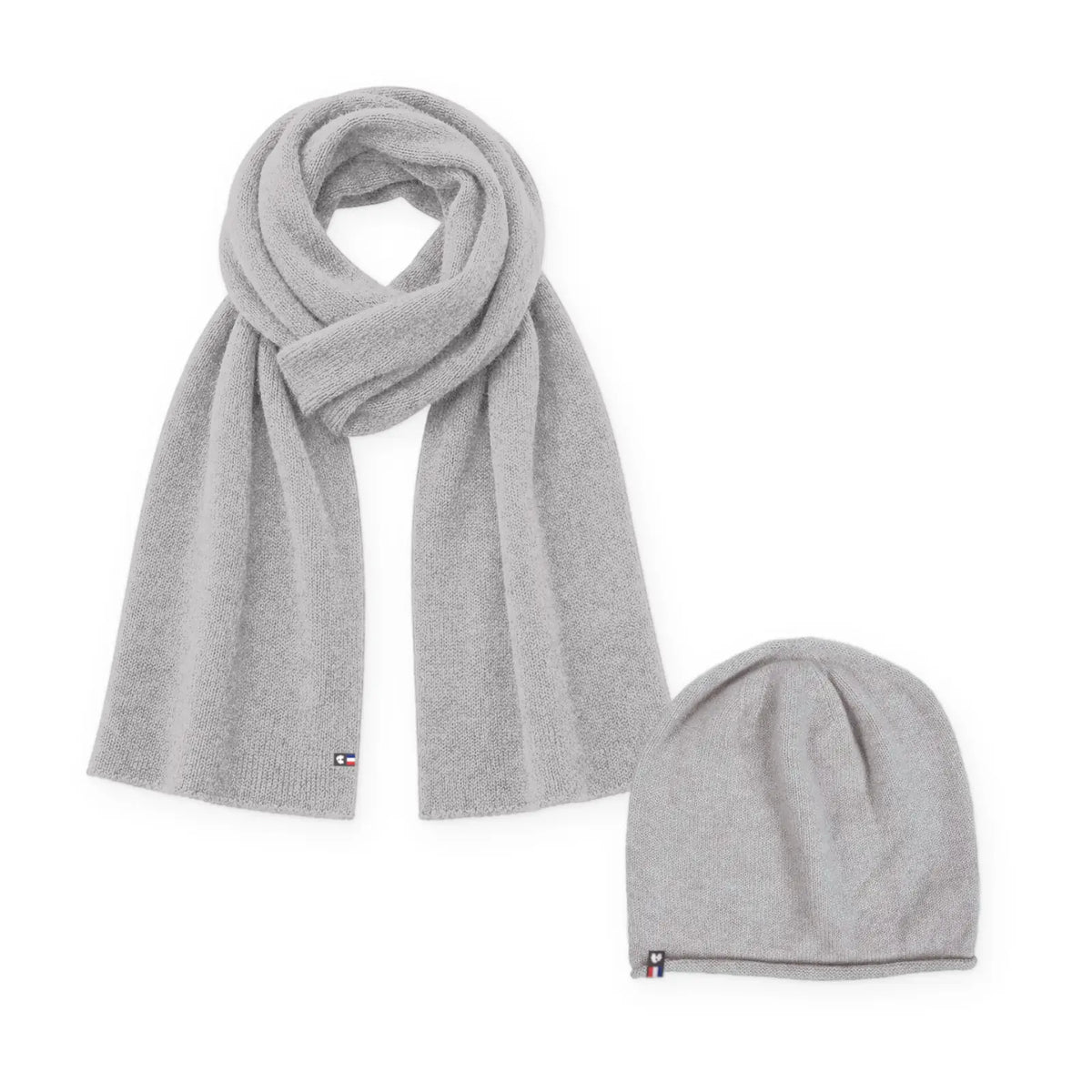Duo cachemire homme coloris gris : bonnet et écharpe en cachemire assortis
