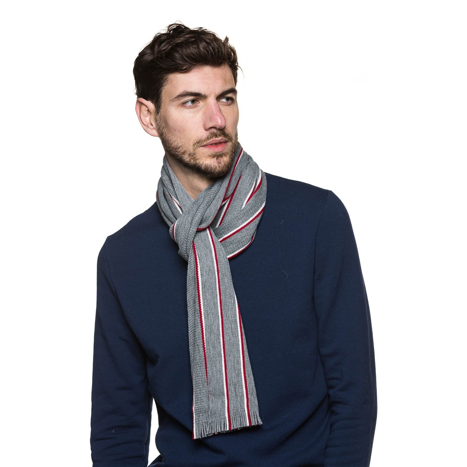 Echarpe homme bleu marine en laine