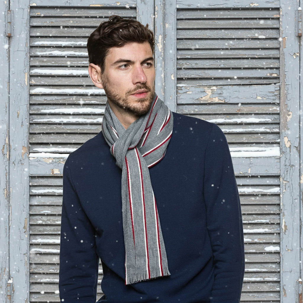 Echarpe homme bleu marine en laine