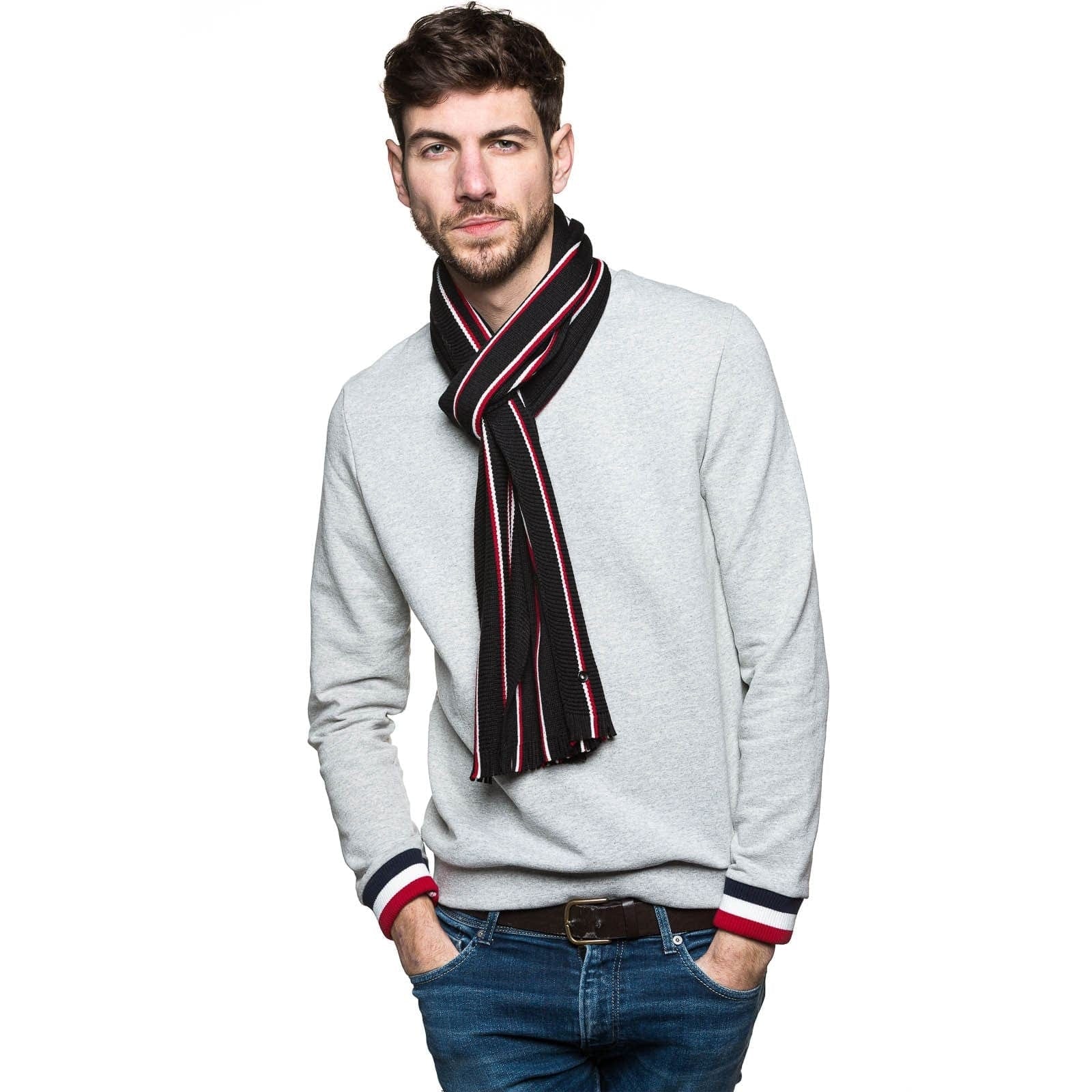 Echarpe homme bleu marine en laine