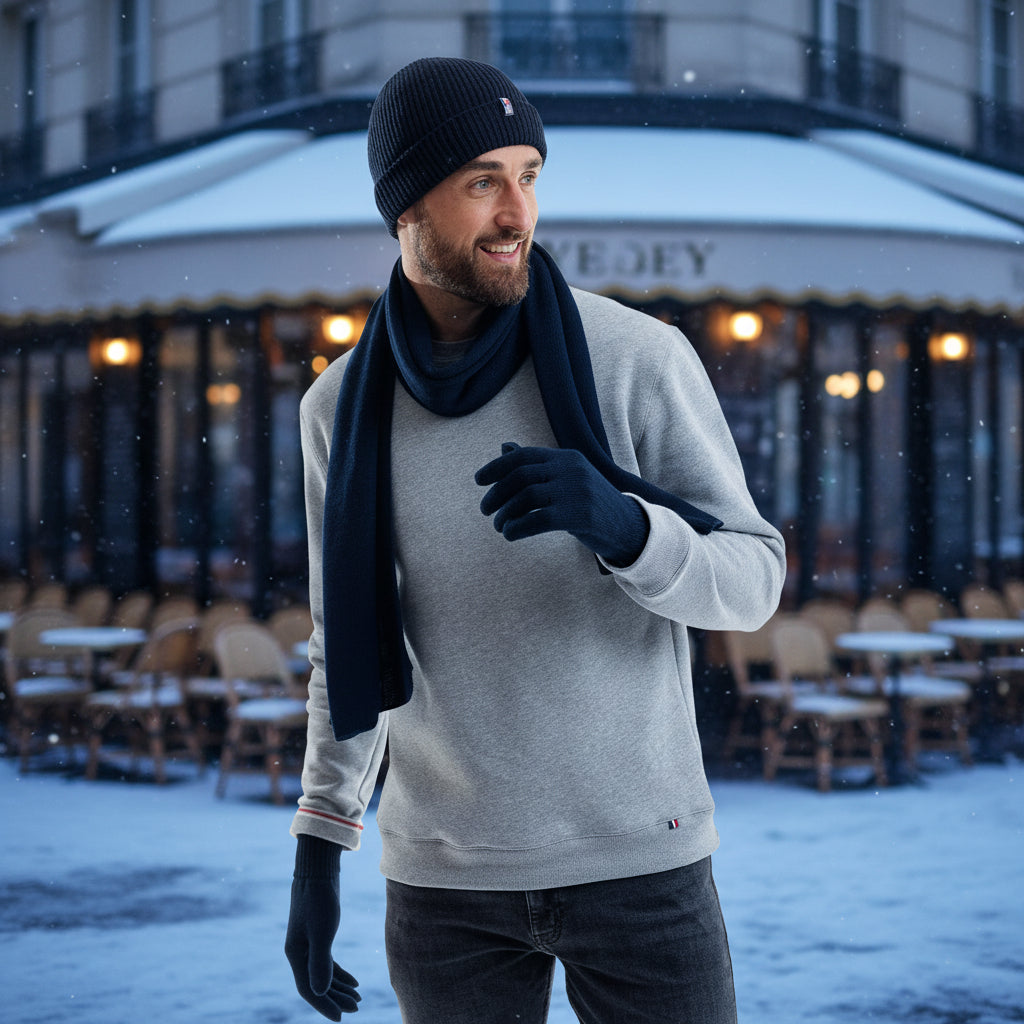 Echarpe homme noire en laine