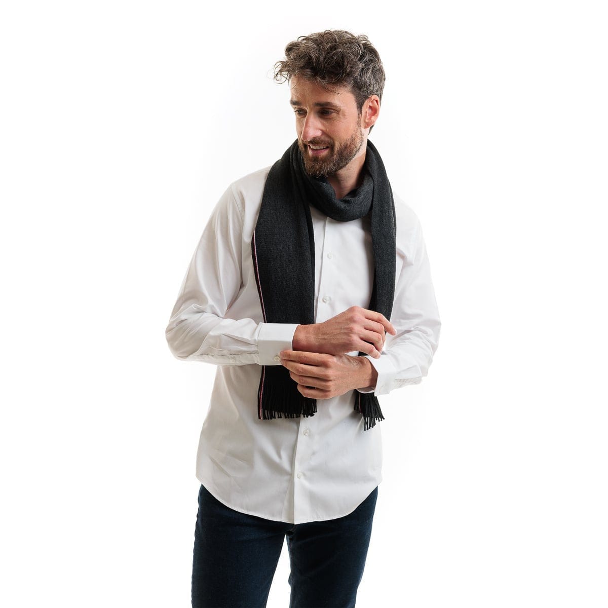 Echarpe gris foncé pour homme en laine