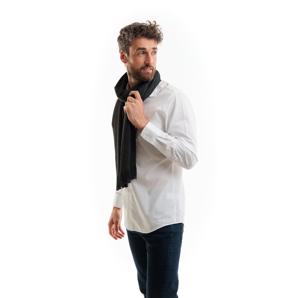 Echarpe gris foncé pour homme en laine