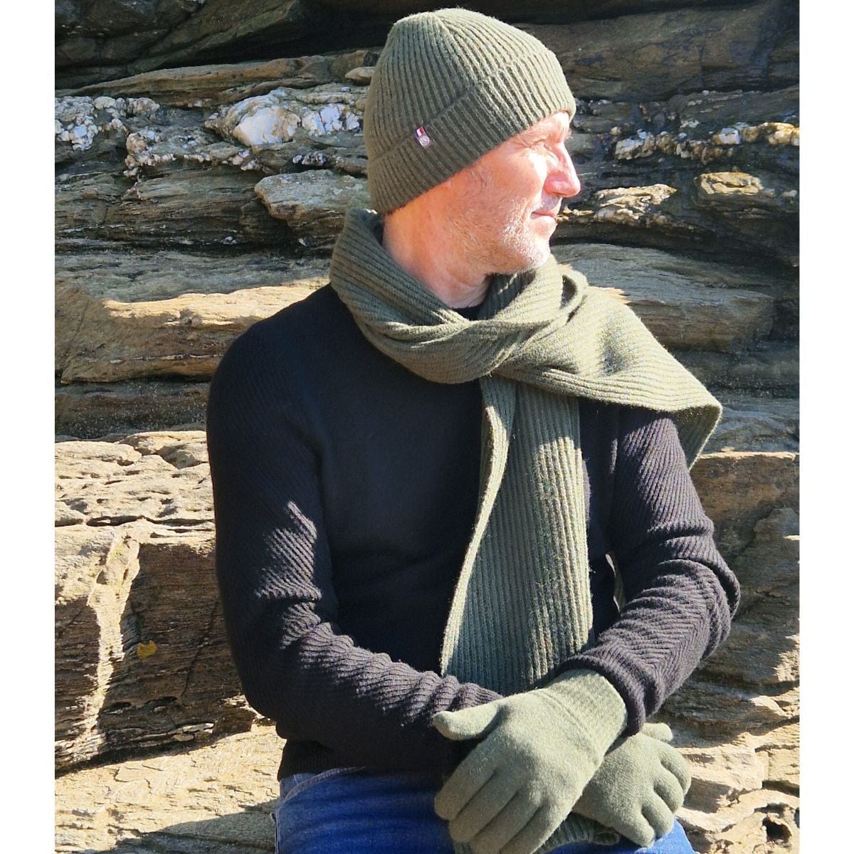 Echarpe Homme Kaki en laine