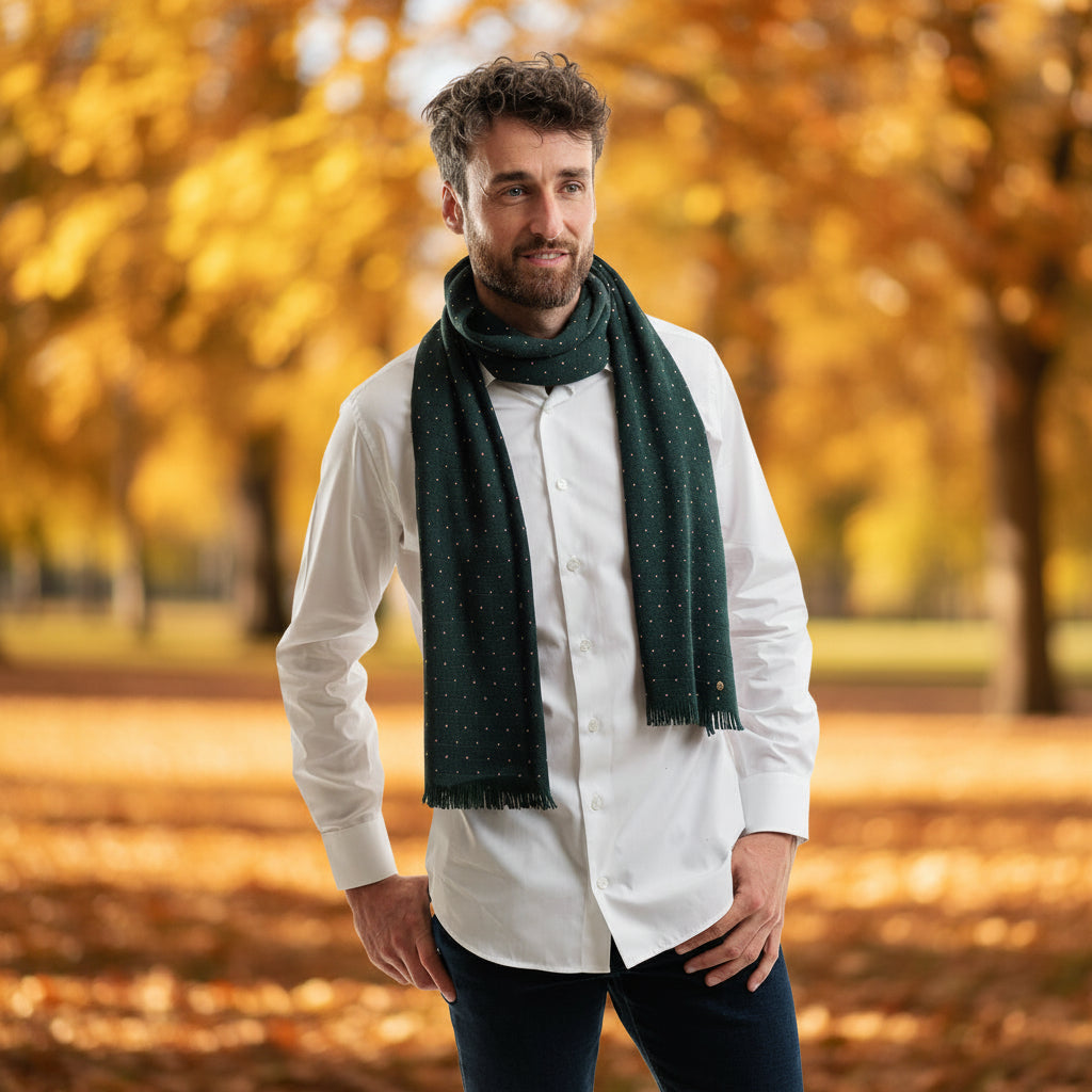 Echarpe verte en laine pour homme