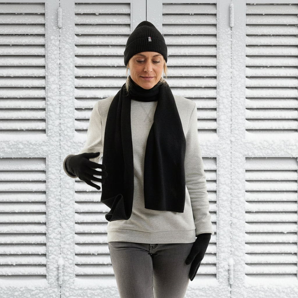 echarpe en laine mérinos pour femme grise