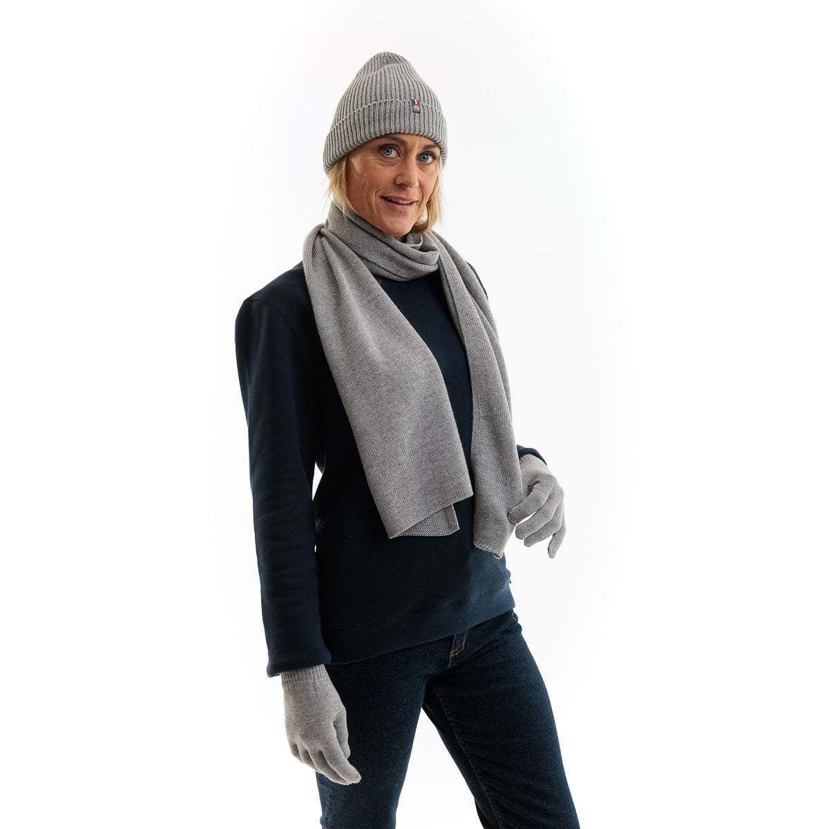 echarpe en laine mérinos pour femme grise