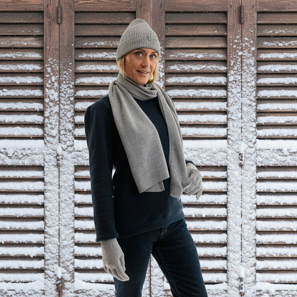 echarpe en laine mérinos pour femme grise