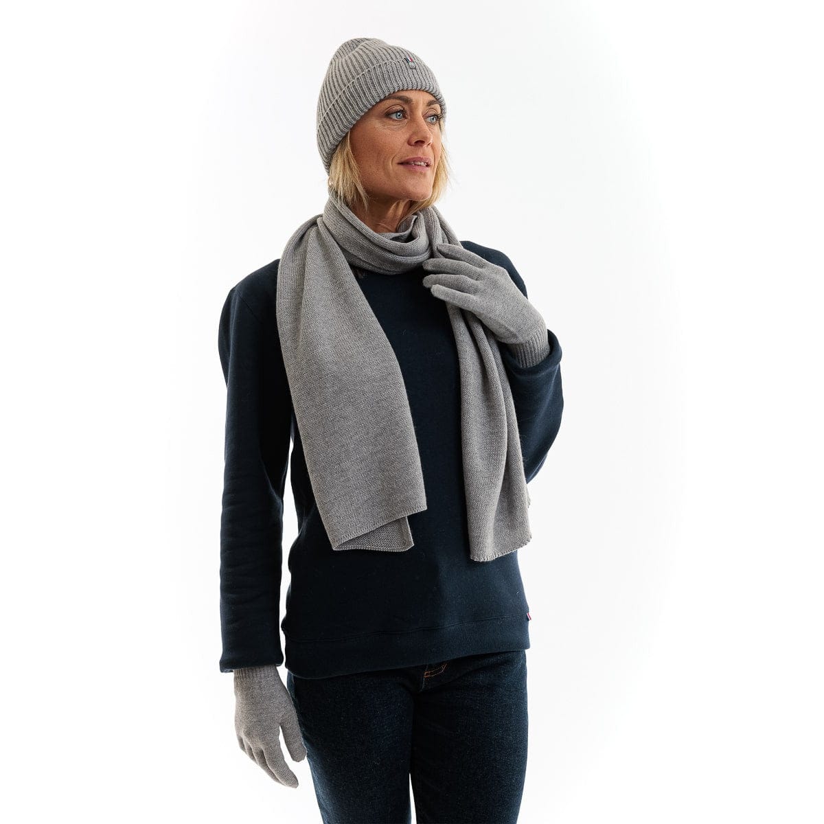 echarpe en laine mérinos pour femme grise