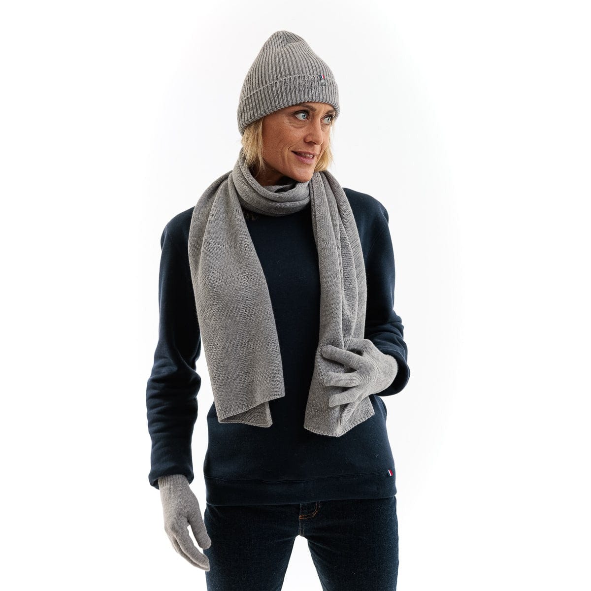 echarpe en laine mérinos pour femme grise