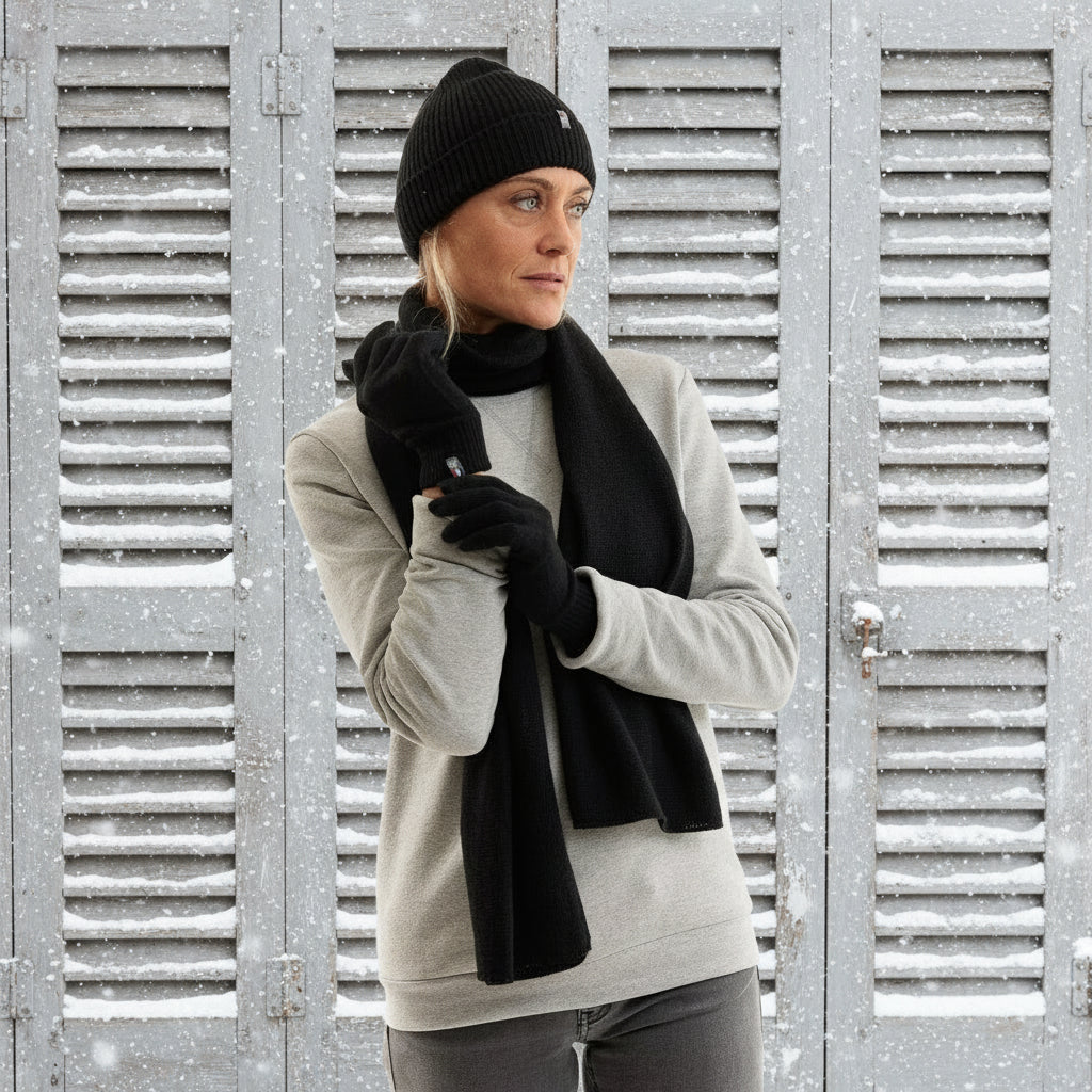 echarpe en laine mérinos pour femme grise