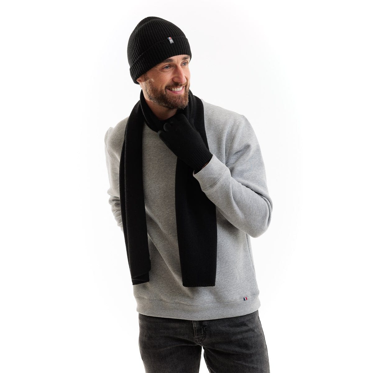 Echarpe homme en laine mérinos grise