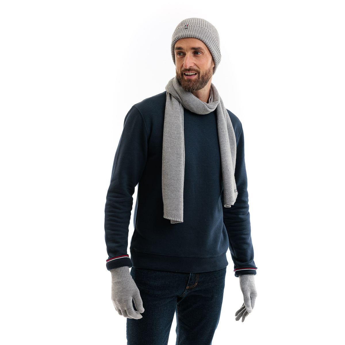 Echarpe homme en laine mérinos grise