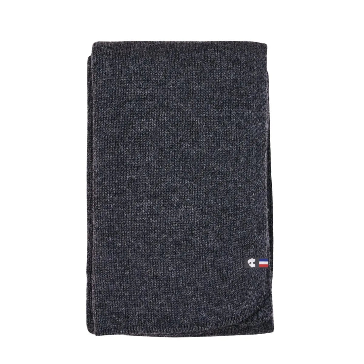 Écharpe homme en laine mérinos anthracite pliée à plat, maille jersey
