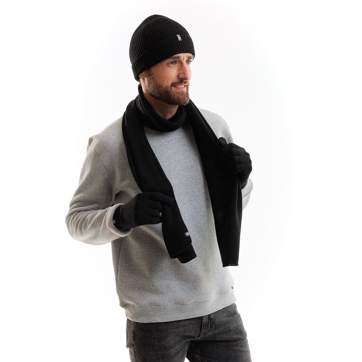 Echarpe homme en laine mérinos grise