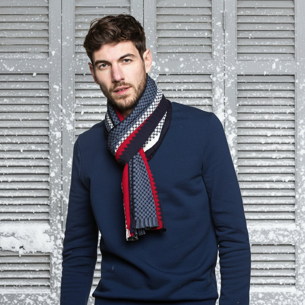 Echarpe pour homme bleu marine en laine