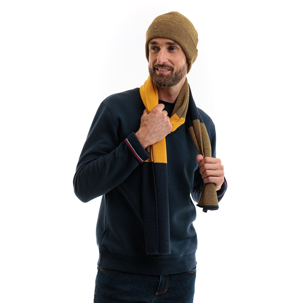 Echarpe homme en laine couleur tournesol