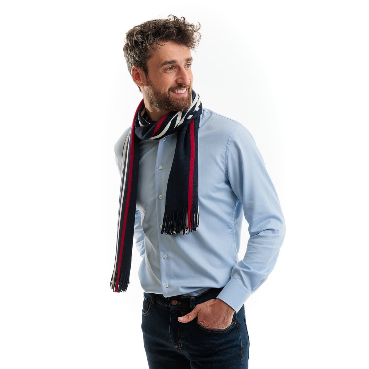 Echarpe laine homme bleu marine