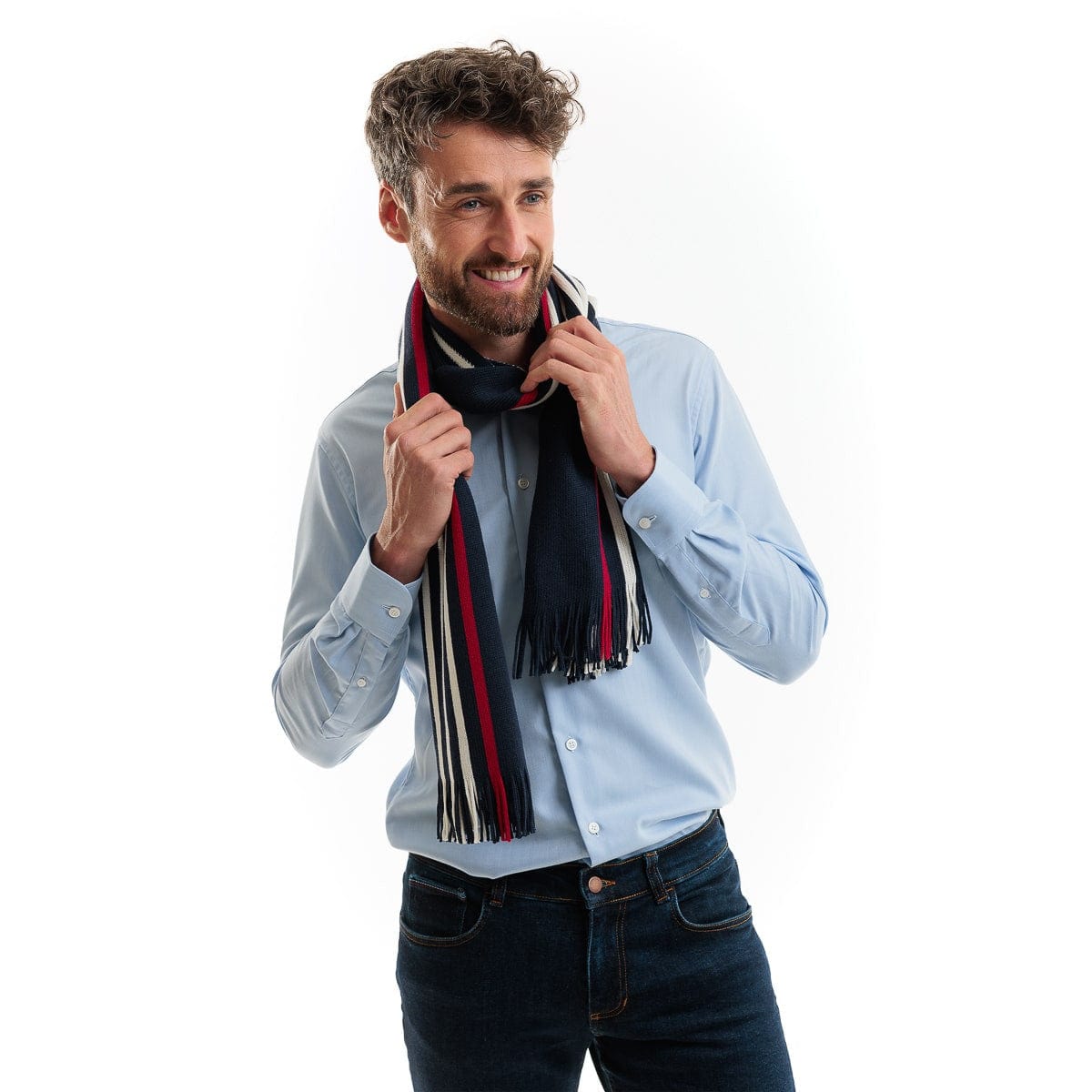 Echarpe laine homme bleu marine