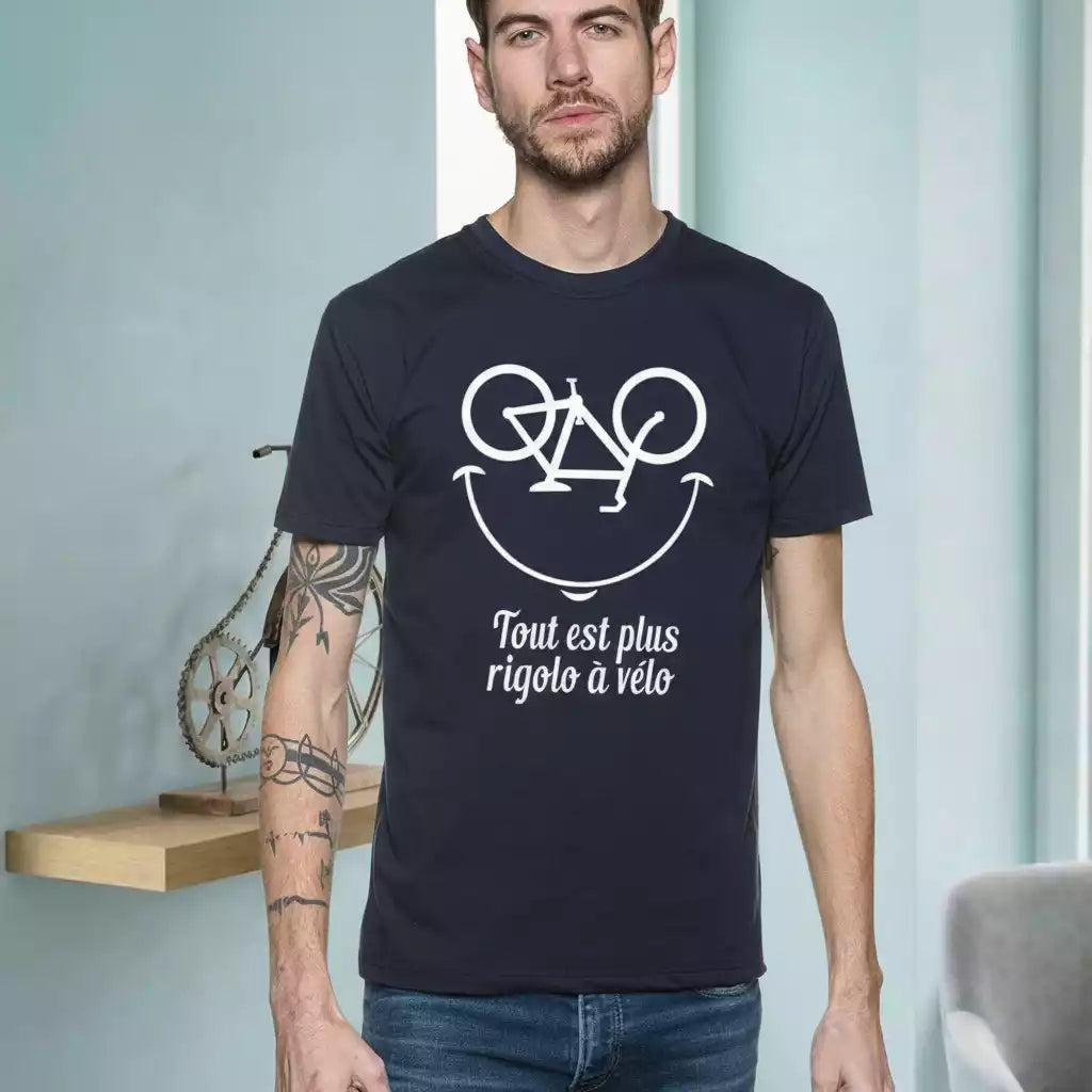 T-shirt Homme Vélo "Tout est plus rigolo"